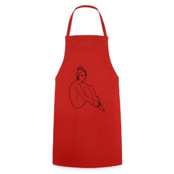 Nackte Frau Silhouette Erotik sexy Girl Sexualität - Kochschürze - Rot - Vorne - AI Model Male 185 dark (185cm)