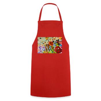 Cheerful colored floral décor design - Cooking Apron - red - Front - AI Model Male 185 dark (185cm)