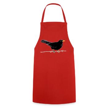 Merle sur barbelés - Tablier de cuisine - rouge - Devant - AI Model Male 185 dark (185cm)