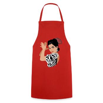 Lola - Cooking Apron - red - Front - AI Model Male 185 dark (185cm)