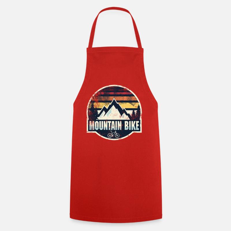 Retro Mountain Bike Patch - Cooking Apron - red