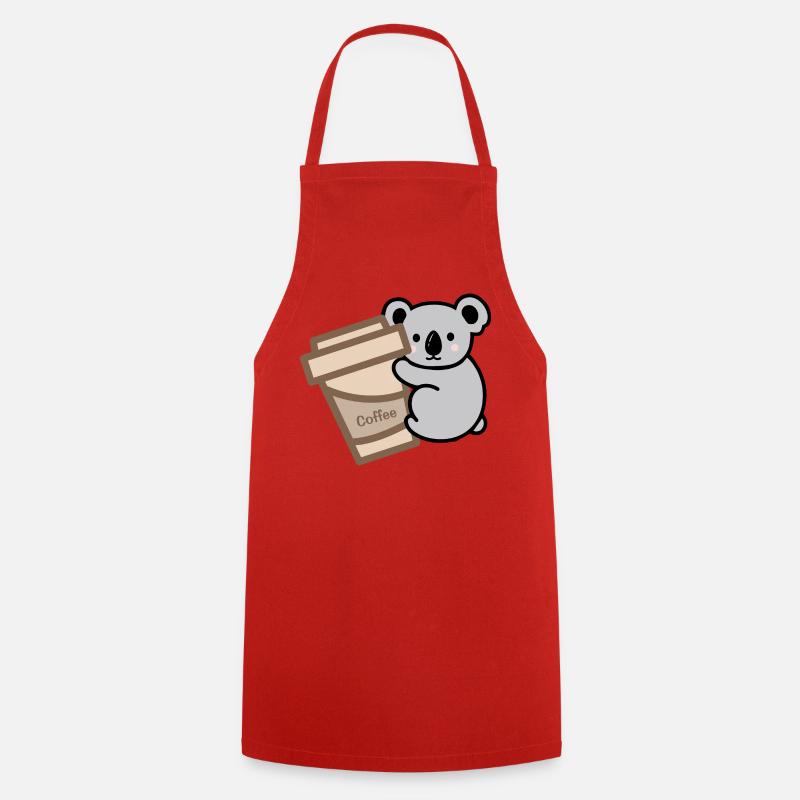 Koala Needs Coffee - Cooking Apron - red
