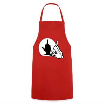 Kaninchen Schatten Hand FUCK OFF Mittelfinger Hase - Kochschürze - Rot - Vorne - AI Model Male 185 dark (185cm)