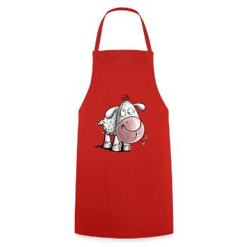 Crazy Sheep I Funny Sheep - Cooking Apron - red - Front - AI Model Male 185 dark (185cm)