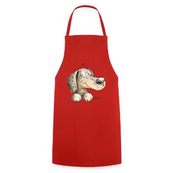 Joyeux teckel I Teckel I Chien - Tablier de cuisine - rouge - Devant - AI Model Male 185 dark (185cm)