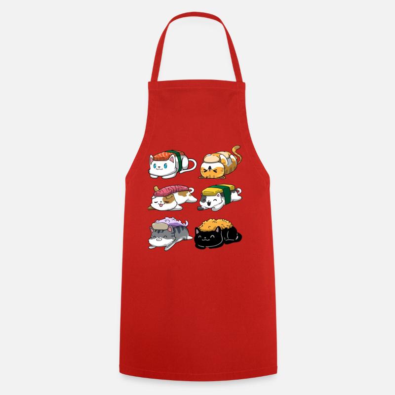 Sushi Katze Anime - Kochschürze - Rot