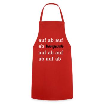 auf ab bergweh. 2 Schriftfarben personalisierbar. - Kochschürze - Rot - Vorne - AI Model Male 185 dark (185cm)