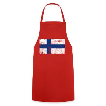 Finland Flag Flag Grunge Retro Vintage - Cooking Apron - red - Front - AI Model Male 185 dark (185cm)