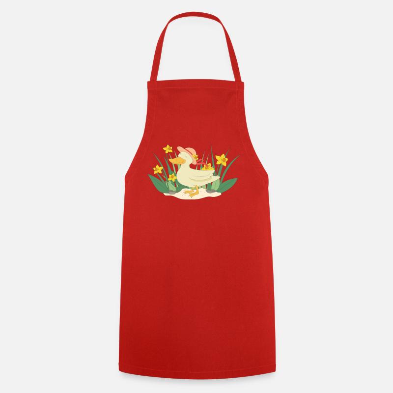 Duck with hat - Cooking Apron - red