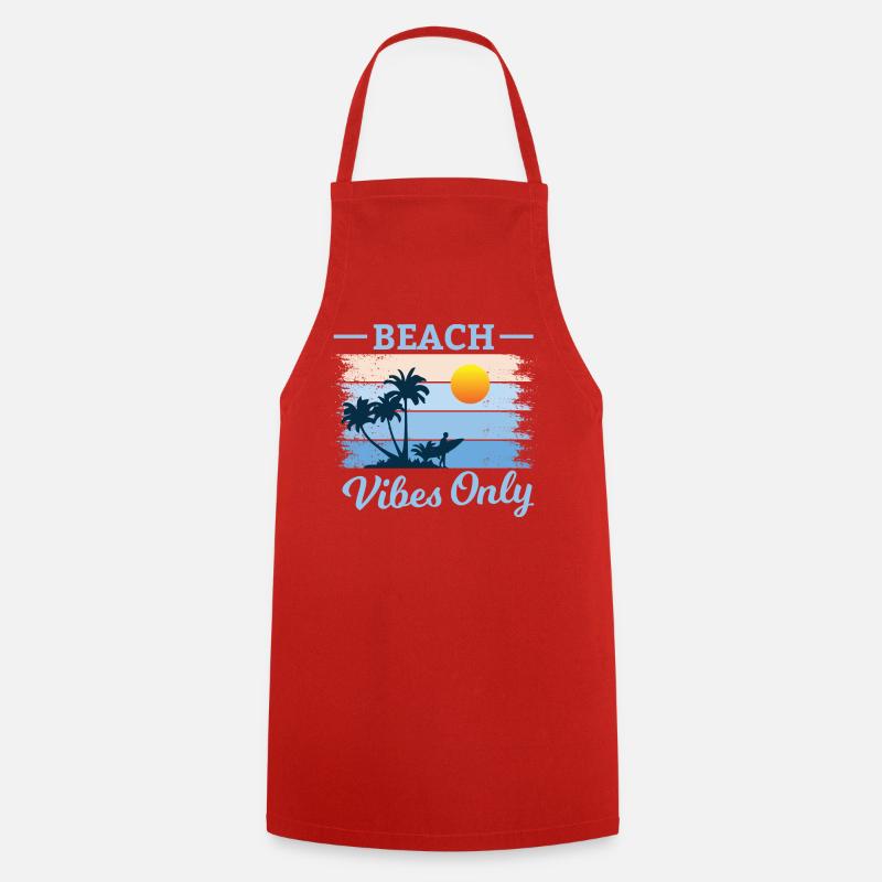 Beach Palm Tree Sunset Design - Cooking Apron - red