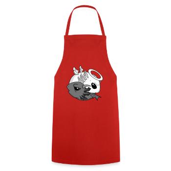 Yin Yang Axolotl Ange Diable - Tablier de cuisine - rouge - Devant - AI Model Male 185 dark (185cm)