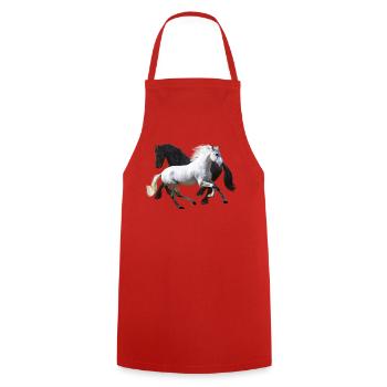 Chevaux - Tablier de cuisine - rouge - Devant - AI Model Male 185 dark (185cm)
