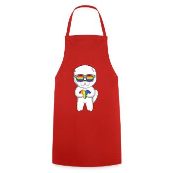 Chien LGBT Bichon Frisé Arc-en-ciel - Tablier de cuisine - rouge - Devant - AI Model Male 185 dark (185cm)