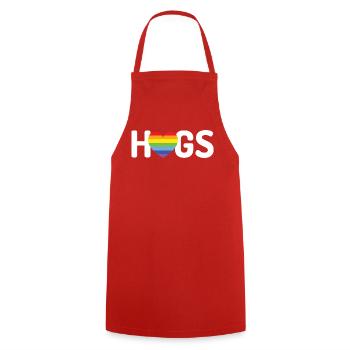LGBT Hugs - Cooking Apron - red - Front - AI Model Male 185 dark (185cm)