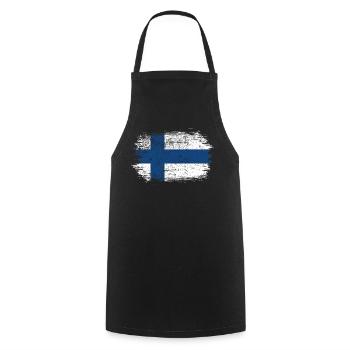 Drapeau de la croix nordique finlandaise imprimé - Tablier de cuisine - noir - Devant - AI Model Male 185 dark (185cm)