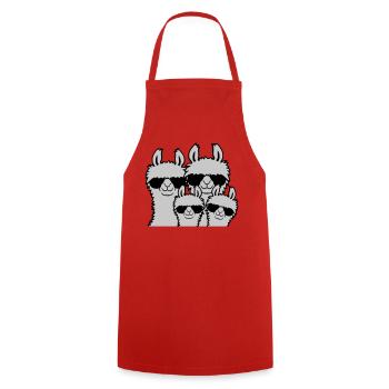 Lama Family Parents Child - Cooking Apron - red - Front - AI Model Male 185 dark (185cm)