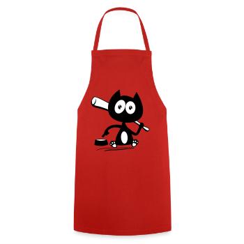 Give me food! Cat humor! - Cooking Apron - red - Front - AI Model Male 185 dark (185cm)