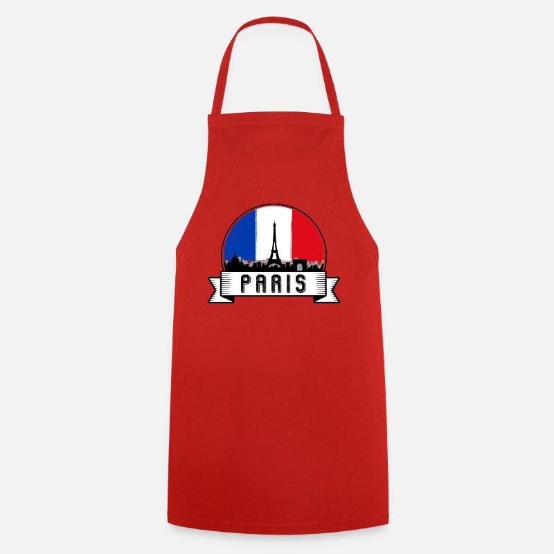 Paris Skyline Emblem - Cooking Apron - red