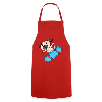 Chien Skater Skateboard Enfants Enfant Motif - Tablier de cuisine - rouge - Devant - AI Model Male 185 dark (185cm)
