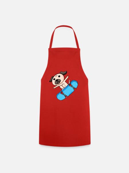 Chien Skater Skateboard Enfants Enfant Motif - Tablier de cuisine - rouge