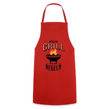 Mein Grill Meine Regeln Spruch Shirt BBQ Grill - Kochschürze - Rot - Vorne - AI Model Male 185 dark (185cm)