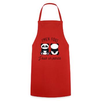 J'men fous j'suis un panda - Tablier de cuisine - rouge - Devant - AI Model Male 185 dark (185cm)