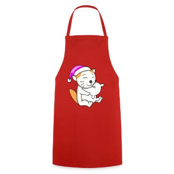 Katze Katzenrasse Selkirk Rex - Kochschürze - Rot - Vorne - AI Model Male 185 dark (185cm)