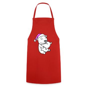 Polar bear with pillow and sleeping cap - Cooking Apron - red - Front - AI Model Male 185 dark (185cm)