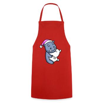 Hippo with pillow and sleeping cap - Cooking Apron - red - Front - AI Model Male 185 dark (185cm)