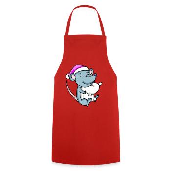 Mouse with pillow and sleeping cap - Cooking Apron - red - Front - AI Model Male 185 dark (185cm)
