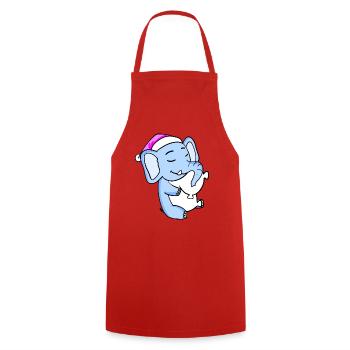 Éléphant avec oreiller et bonnet de couchage - Tablier de cuisine - rouge - Devant - AI Model Male 185 dark (185cm)