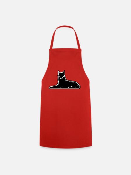 Minimalist Wolf Silhouette Design - Cooking Apron - red