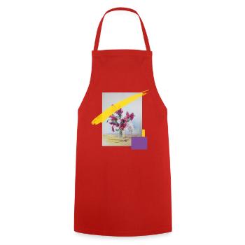 Blumenstrauß Aquarell im Pastelllook - Kochschürze - Rot - Vorne - AI Model Male 185 dark (185cm)