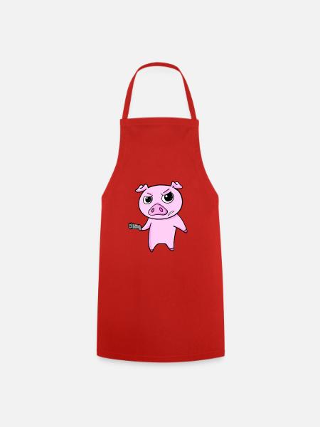 Schwein mit Pistole - Kochschürze - Rot
