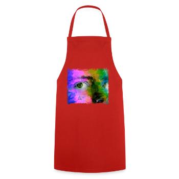 Art Oilpainting Colorful Eye - Cooking Apron - red - Front - AI Model Male 185 dark (185cm)