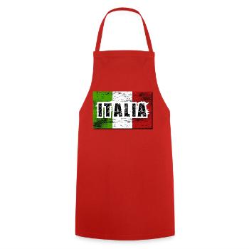 Lettrage ITALIA sale - Tablier de cuisine - rouge - Devant - AI Model Male 185 dark (185cm)