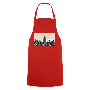 New York skyline - Kochschürze - Rot - Vorne - AI Model Male 185 dark (185cm)