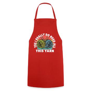 Yes I really do need all this yarn Knitter crochet - Cooking Apron - red - Front - AI Model Male 185 dark (185cm)