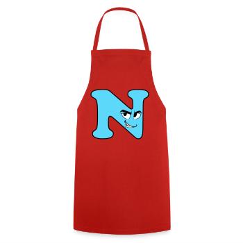 N - Cooking Apron - red - Front - AI Model Male 185 dark (185cm)