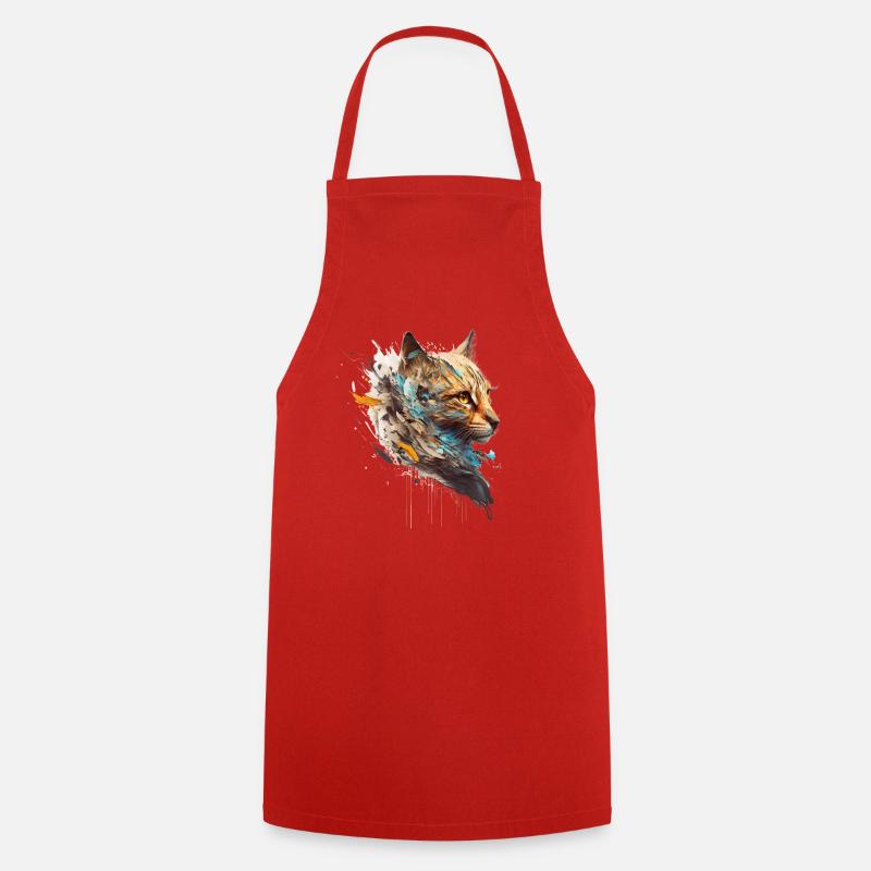 Cute big cat in side profile - Cooking Apron - red