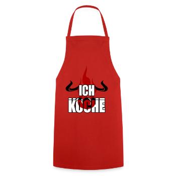 ich koche Flamme Hörner Teufel Rind - Kochschürze - Rot - Vorne - AI Model Male 185 dark (185cm)