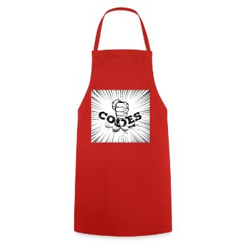 CRACK CODES - Cooking Apron - red - Front - AI Model Male 185 dark (185cm)