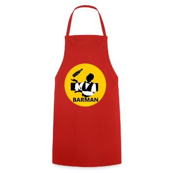 Barman - Tablier de cuisine - rouge - Devant - AI Model Male 185 dark (185cm)