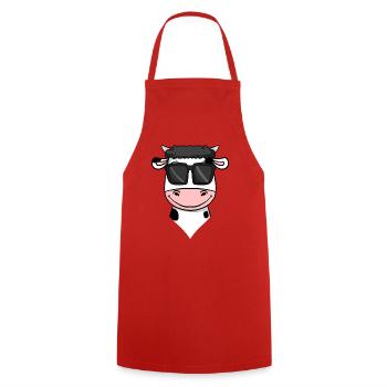 Kuh mit Sonnenbrille - Kochschürze - Rot - Vorne - AI Model Male 185 dark (185cm)