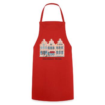 Norden, East Frisia, Landmark Three Sisters - Cooking Apron - red - Front - AI Model Male 185 dark (185cm)