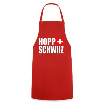 Hopp schwiiz - Tablier de cuisine - rouge - Devant - AI Model Male 185 dark (185cm)