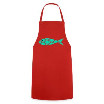 SARDINE. FISH. APRIL FOOL. EASTER. SEA - Cooking Apron - red - Front - AI Model Male 185 dark (185cm)