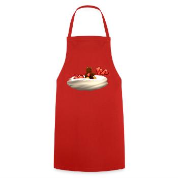Bear flies on cloud with hearts - Cooking Apron - red - Front - AI Model Male 185 dark (185cm)