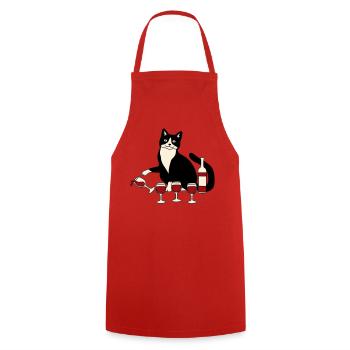 Verre à vin pour chat - Tablier de cuisine - rouge - Devant - AI Model Male 185 dark (185cm)