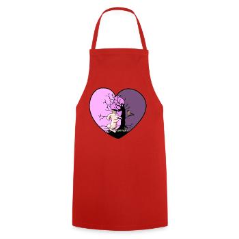Heart Rabbit Fantasy Bird Kids Toddler Baby - Cooking Apron - red - Front - AI Model Male 185 dark (185cm)